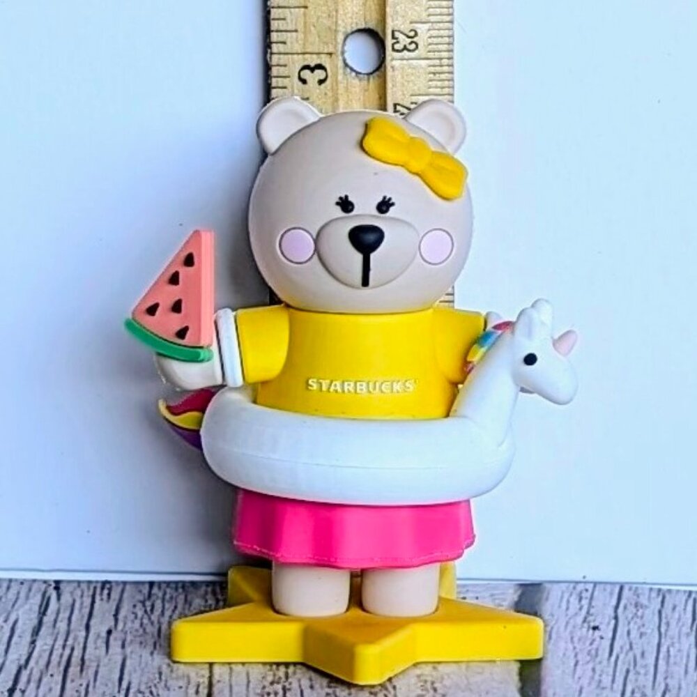 Starbucks Summer Girl Bearista Bear with Unicorn Tube, Watermelon Figurine